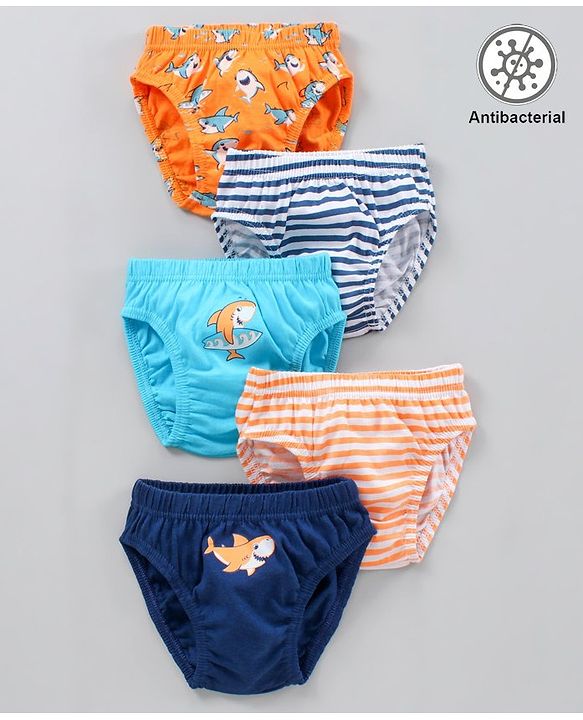Babyhug Antibacterial Cotton Briefs Printed Pack of 5- Multicolor