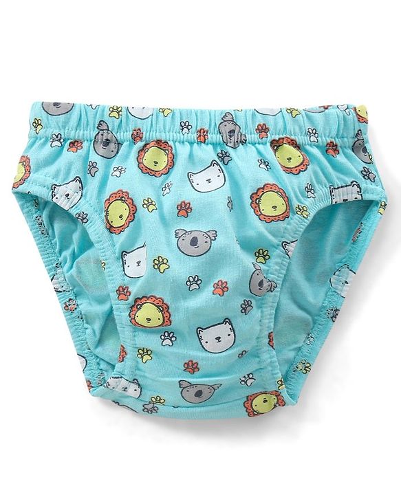 Babyhug  Cotton Knit Antibacterial Animal Print & Striped Briefs Pack of 5 - Multicolour