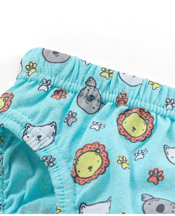 Babyhug  Cotton Knit Antibacterial Animal Print & Striped Briefs Pack of 5 - Multicolour