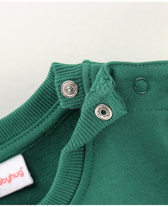 Babyhug Full Sleeves Sweatshirt Teddy Embroidery - Green
