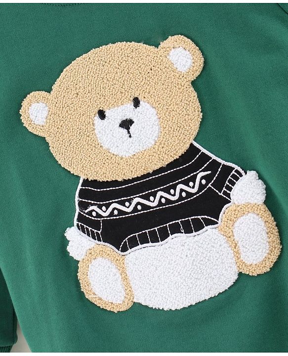 Babyhug Full Sleeves Sweatshirt Teddy Embroidery - Green