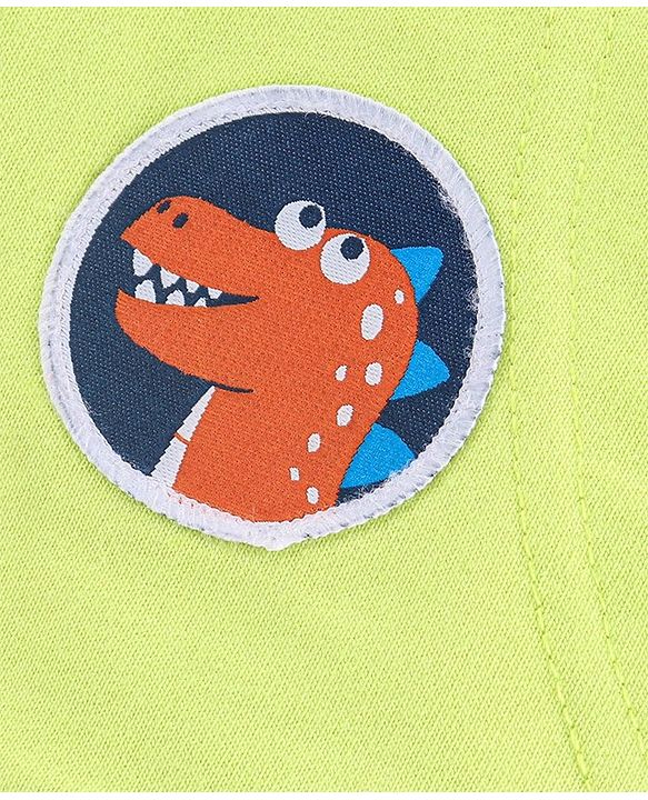Babyhug Full Sleeves Hooded Sweat Jacket Dino Patch - Lime Green