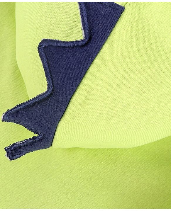 Babyhug Full Sleeves Hooded Sweat Jacket Dino Patch - Lime Green