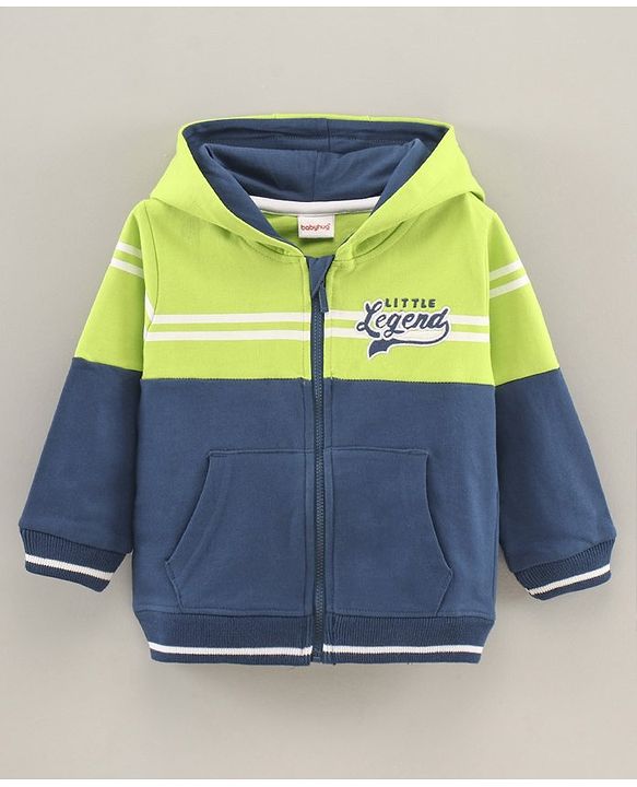 Babyhug Full Sleeves Hooded Sweat Jacket Text Print - Multicolor