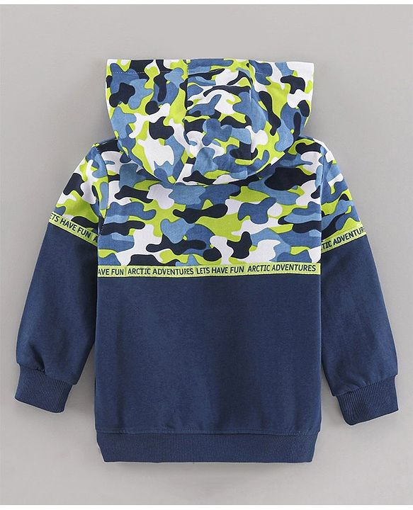 Babyhug Full Sleeves Hooded Cut & Sew Camo Printed Sweatshirt - Multicolor