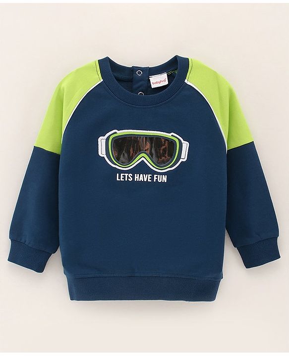 Babyhug Full Sleeves Sweatshirts 3D Goggle - Navy