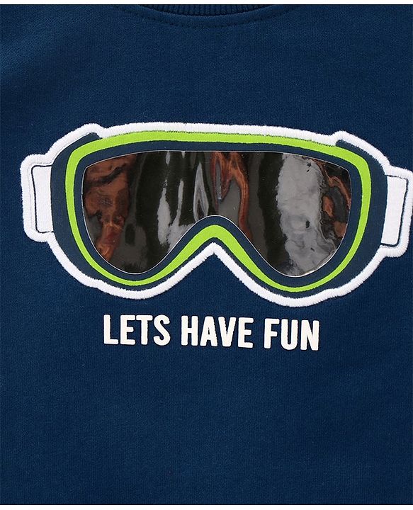 Babyhug Full Sleeves Sweatshirts 3D Goggle - Navy