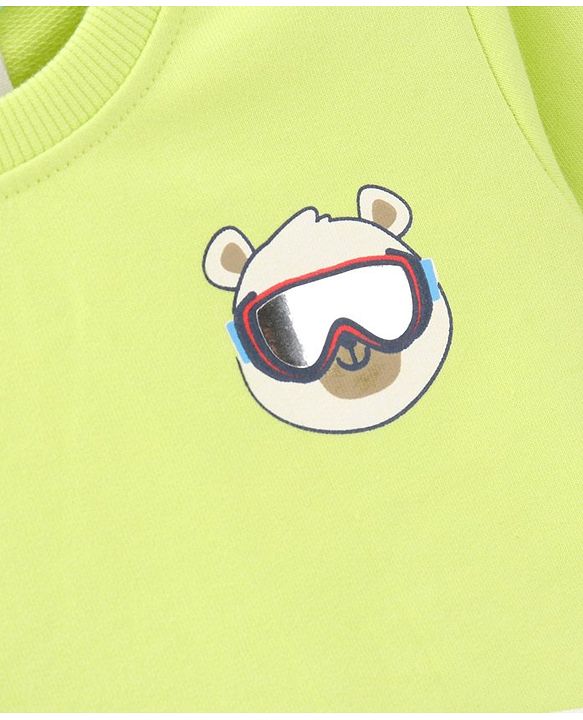 Babyhug Full Sleeves Cut & Sew Sweatshirt Multi Print - Blue Green
