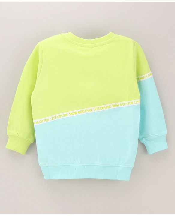 Babyhug Full Sleeves Cut & Sew Sweatshirt Multi Print - Blue Green