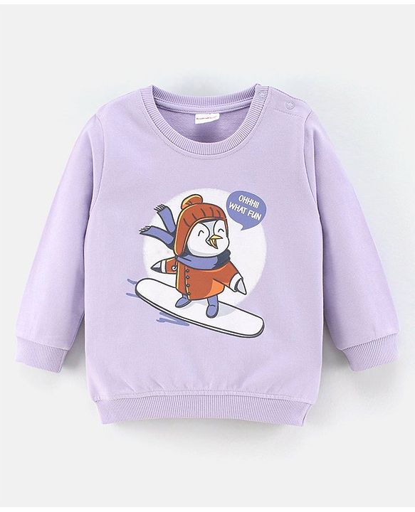 Babyhug Full Sleeves Sweatshirt Penguin Print - Purple