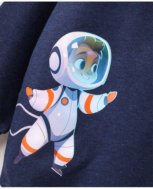 Babyhug Full Sleeves Sweatshirt Space Fun Print - Navy