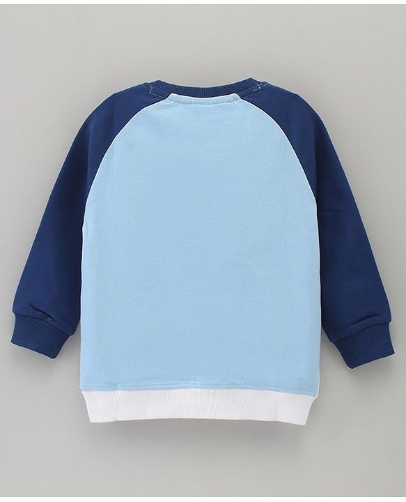 Babyhug Cotton Blend Full Sleeves Cut & Sew Sweat Shirt Penguin Printed Applique - Navy White
