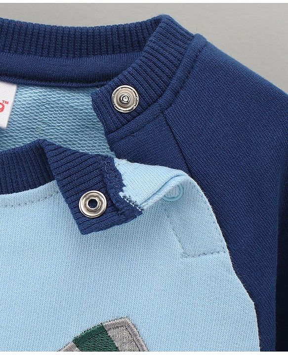 Babyhug Cotton Blend Full Sleeves Cut & Sew Sweat Shirt Penguin Printed Applique - Navy White