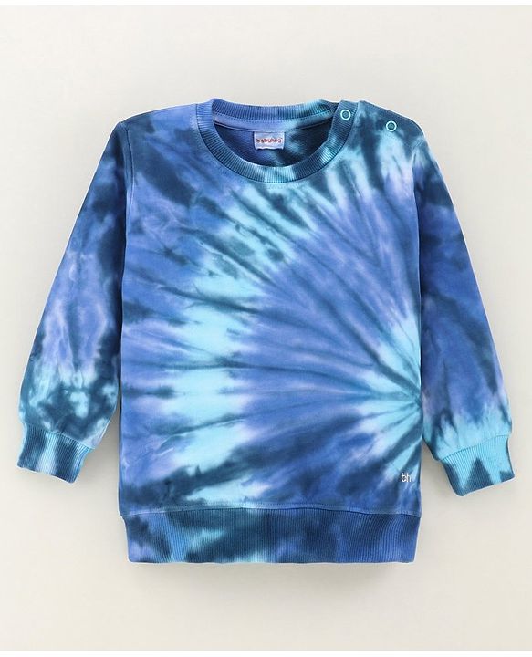 Babyhug Full Sleeves Sweatshirt Tie Dye Print - Blue