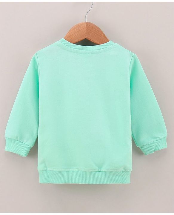 Babyhug Cotton Blend Knit Full Sleeves Sweatshirt Elephant Print - Light Blue