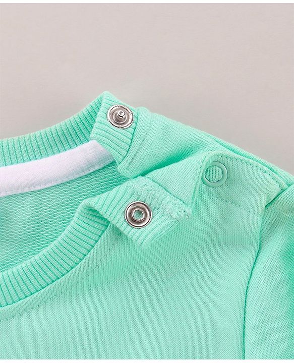 Babyhug Cotton Blend Knit Full Sleeves Sweatshirt Elephant Print - Light Blue