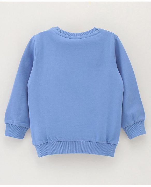 Babyhug Cotton Blend Full Sleeves Sweat Shirt Snowman Print - Blue