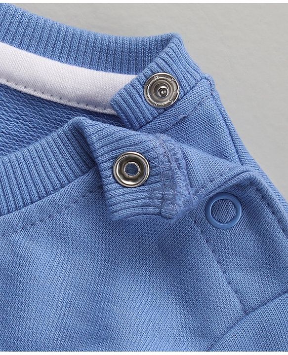 Babyhug Cotton Blend Full Sleeves Sweat Shirt Snowman Print - Blue