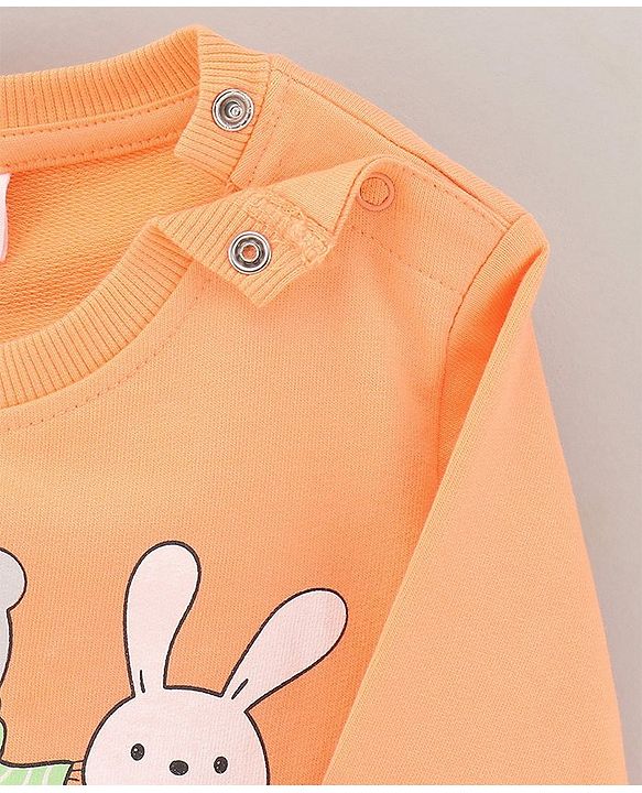 Babyhug Full Sleeves Sweatshirt Animal Print - Peach