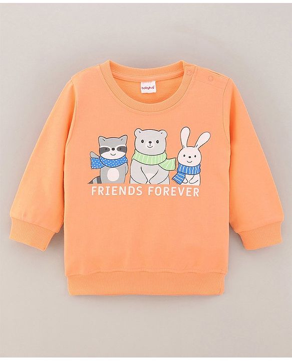 Babyhug Full Sleeves Sweatshirt Animal Print - Peach