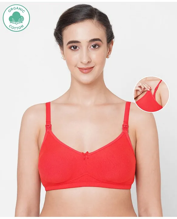 ECOMAMA Organic Cotton & Bamboo Antimicrobial Nursing Bra with Removable  Pads Solid Red Online in India, Buy at Best Price from  -  11288574