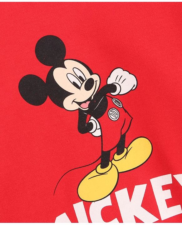 Babyhug Full Sleeves Sweatshirt Mickey Mouse Print - Red