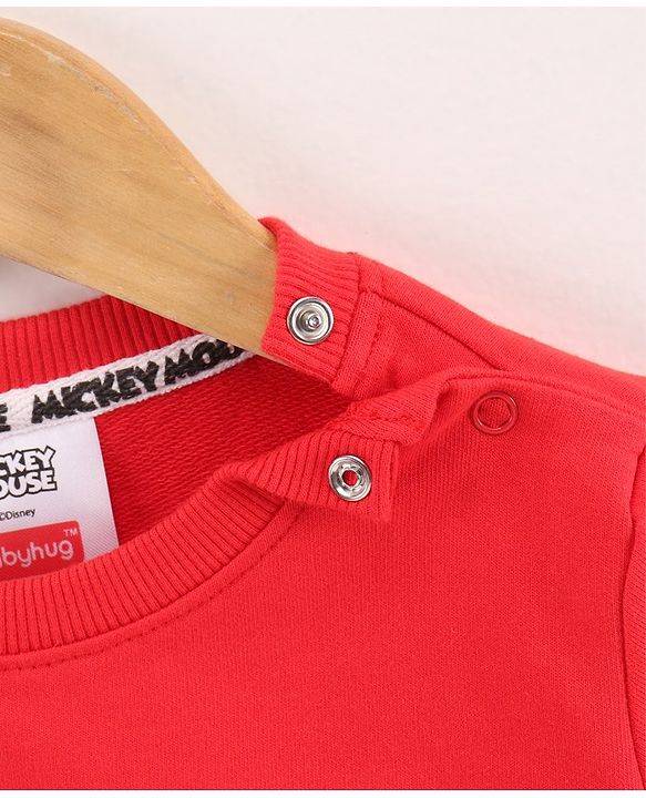 Babyhug Full Sleeves Sweatshirt Mickey Mouse Print - Red