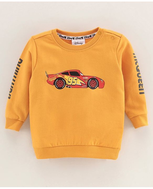 Babyhug Full Sleeves Sweatshirts Lightning Mcqueen Print - Yellow