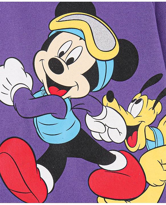 Babyhug Full Sleeves Sweatshirt Mickey Mouse Print - Purple