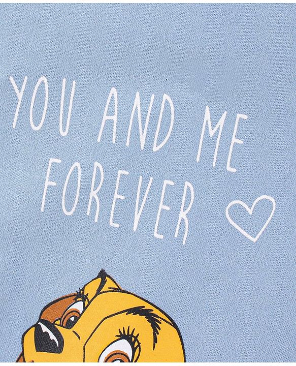 Babyhug Full Sleeves Cotton Knit Sweatshirt Lady & The Tramp Print - Blue