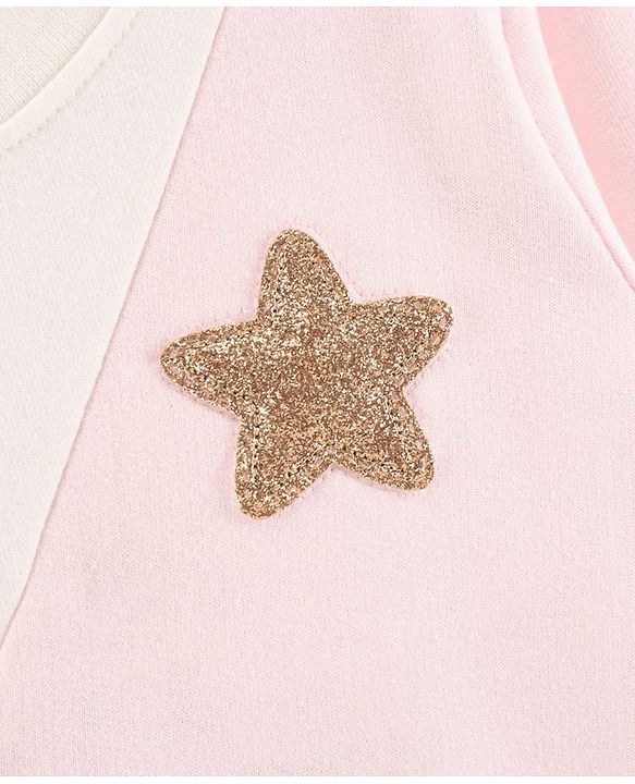 Babyhug Full Sleeves Cut & Sew Sweatshirts With Glitter Star Badge - Pink