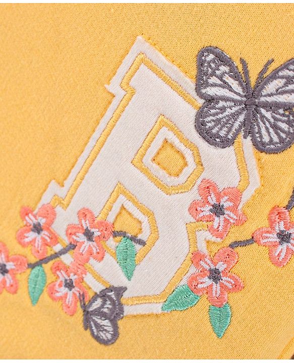 Babyhug Full Sleeves Cotton Knit Cut & Sew Sweatshirt Floral & Butterfly Embroidery - Multicolor"