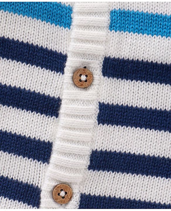 Babyhug 100% Organic Cotton Full Sleeves  Sweater Striped - Multicolour
