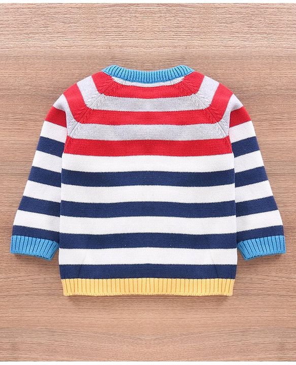 Babyhug 100% Organic Cotton Full Sleeves Striped Pullover - Multicolor