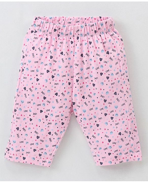 Babyhug 100% Cotton Half Sleeves Night Suit Heart Print - Blue