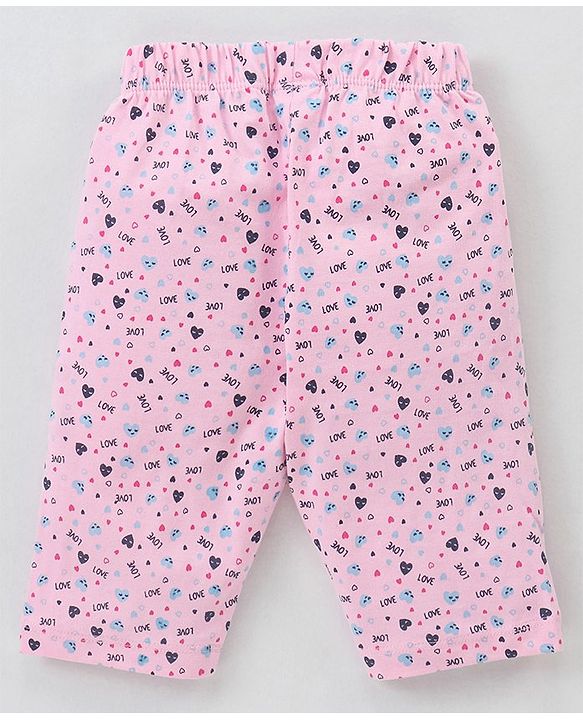 Babyhug 100% Cotton Half Sleeves Night Suit Heart Print - Blue