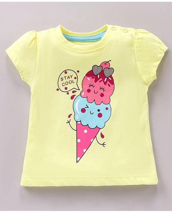 Babyhug Short Sleeves Nightwear Pajama Set Ice-Cream Print - Yellow Pink
