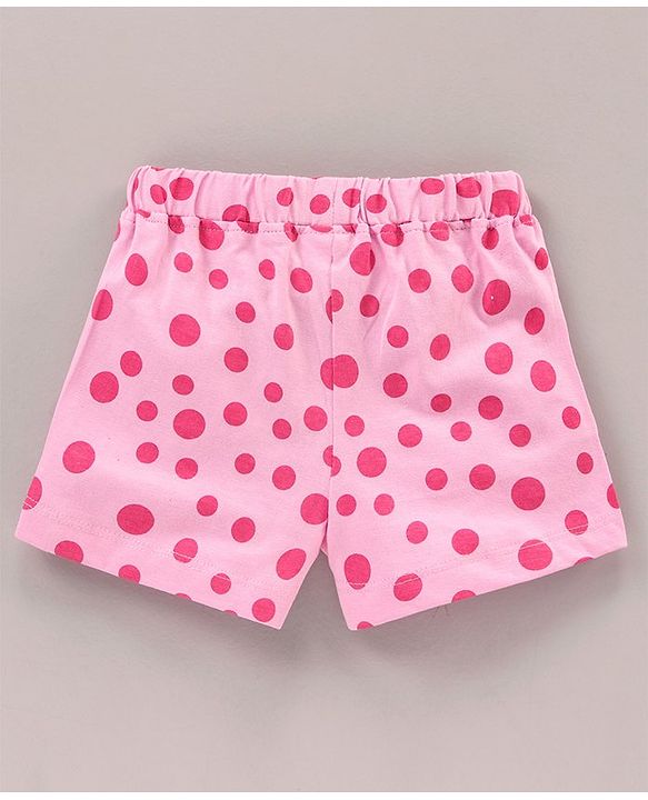 Babyhug Puffed Sleeves 100% Cotton Single Jersey Night Suit Bow Applique Kitty Print - Pink