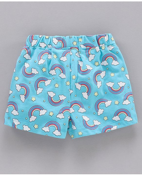 Babyhug Puffed Sleeves 100% Cotton Single Jersey Night Suit Cloud Badge - Yellow