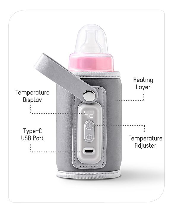 Babyhug Portable Bottle Warmer - Grey