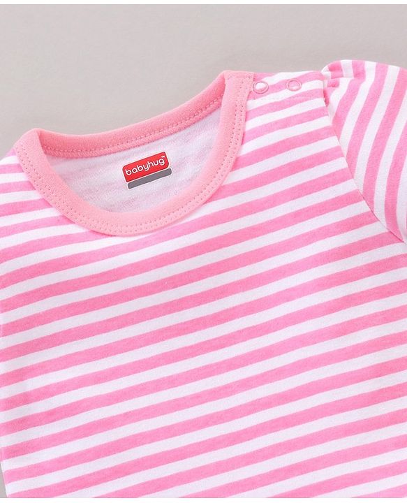 Babyhug 100% Cotton Onesie Printed Pack of 3 - Pink Yellow