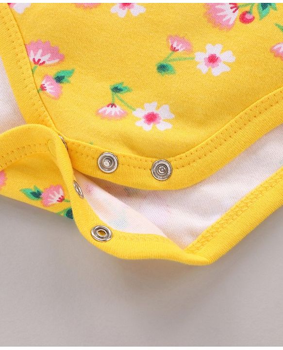 Babyhug 100% Cotton Onesie Printed Pack of 3 - Pink Yellow
