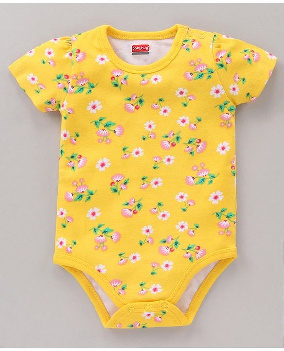 Babyhug 100% Cotton Onesie Printed Pack of 3 - Pink Yellow
