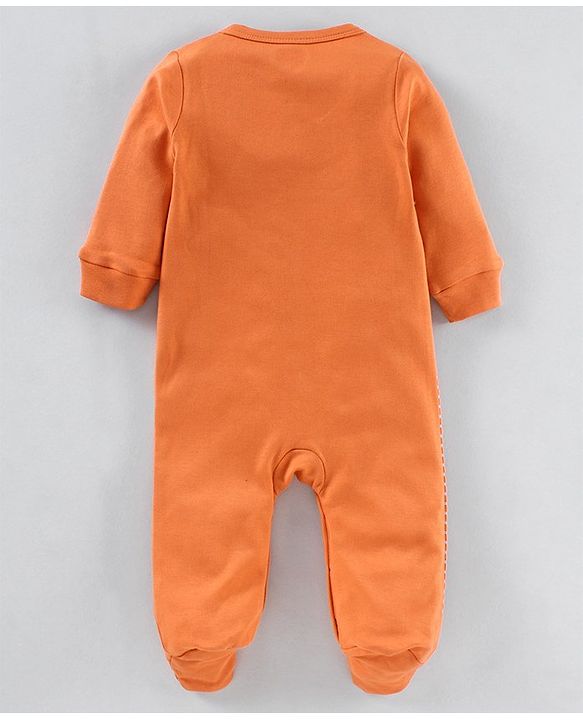Babyhug Full Sleeves Footed Sleep Suit Bear Print - Yellow