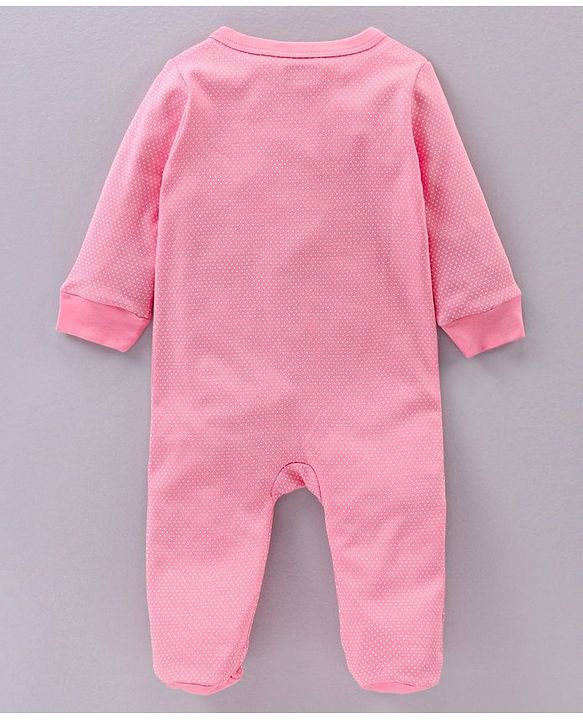Babyhug Full Sleeves Sleep Suit Bunny Patch - Pink