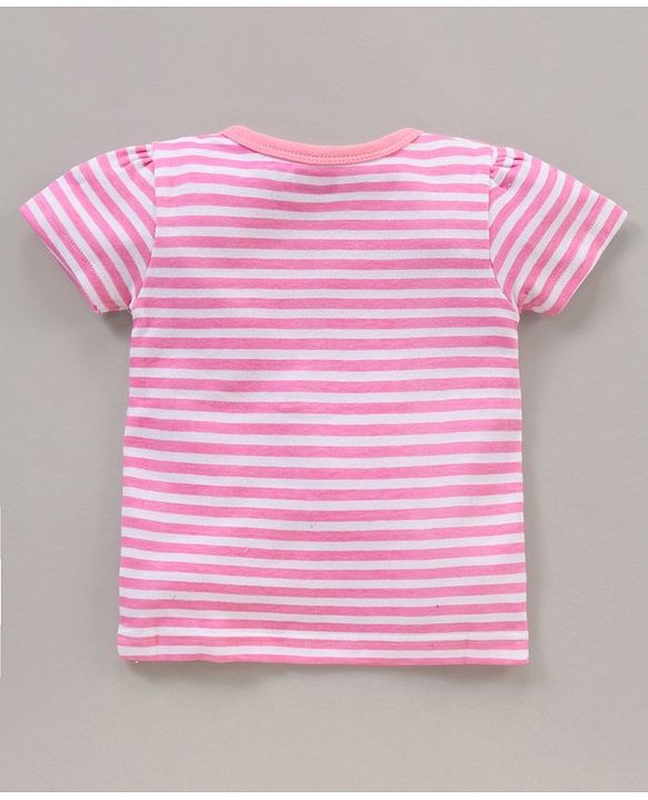 Babyhug 100% Cotton Half Sleeves Floral Print & Striped Vest Pack Of 3 - Yellow & Pink