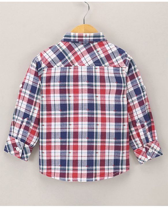 Babyhug Full Sleeves Cotton Checked Shirt - Red