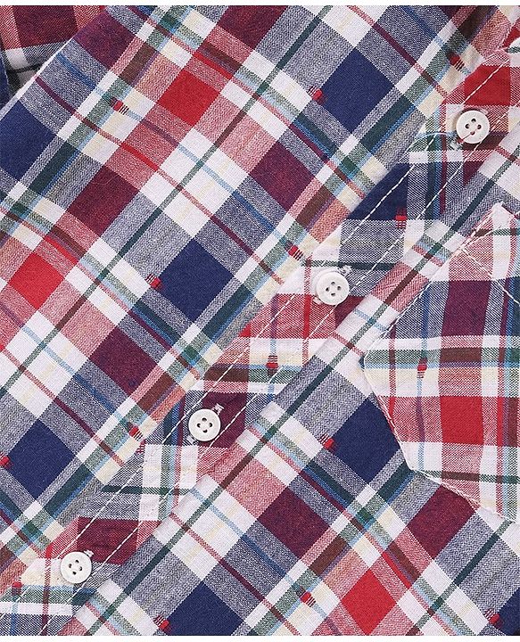 Babyhug Full Sleeves Cotton Checked Shirt - Red