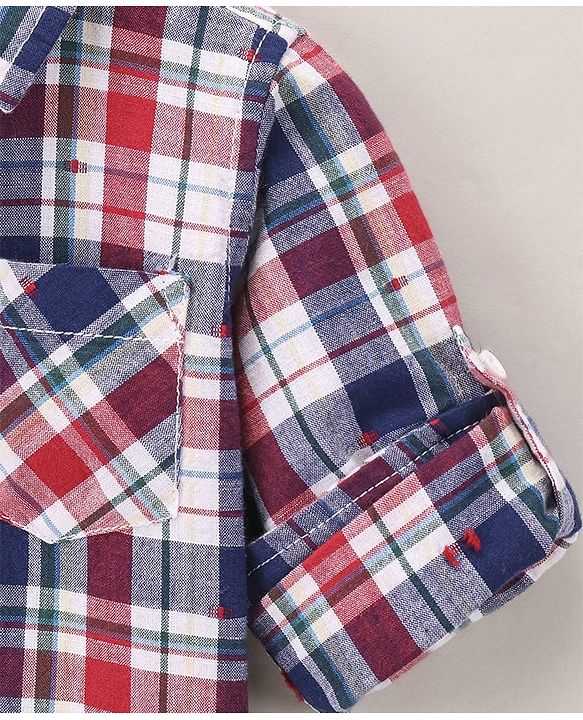 Babyhug Full Sleeves Cotton Checked Shirt - Red