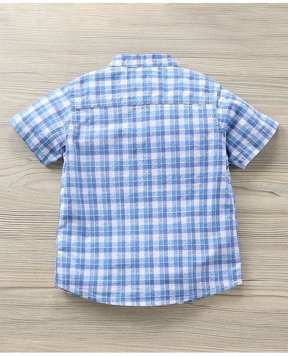 Babyhug Half Sleeves Shirt Checks Pattern - Blue